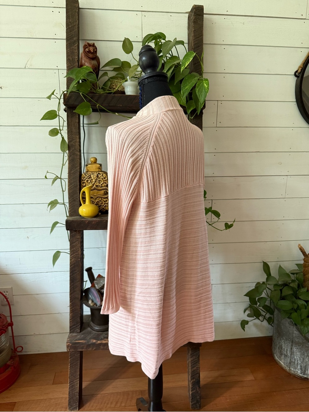 Talbots Pale Pink Open-Front Ribbed Cardigan - Picture 13 of 17